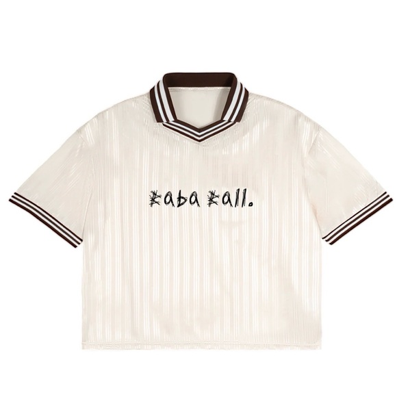 Cream and Brown Striped Polo - Picture 1 of 6